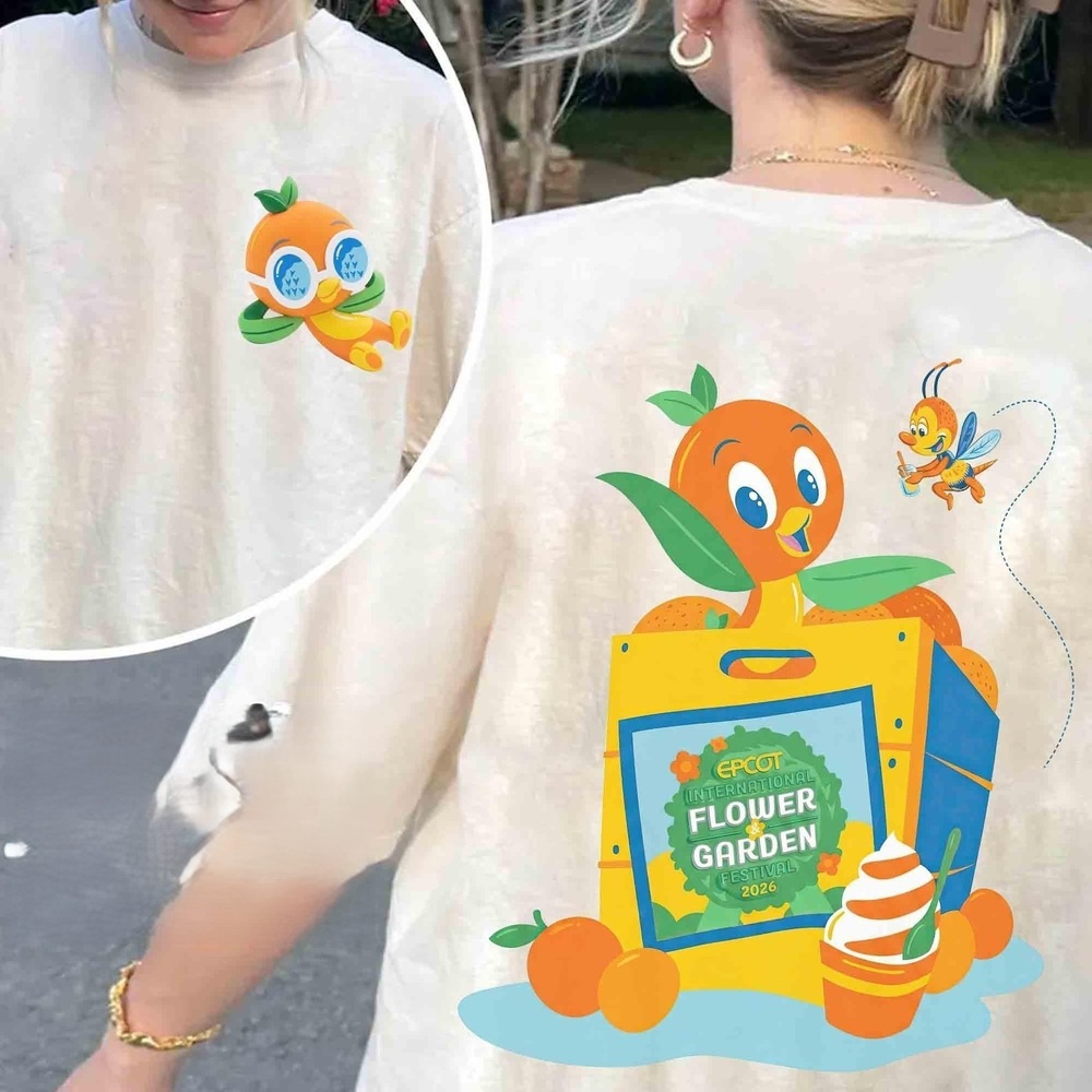 2 Sided Orange Bird Epcot International Flower & Garden Festival 2026 T-Shirt
